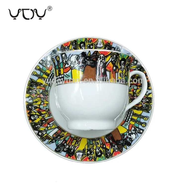 wholesale price custom design 80cc 90cc ethiopian gift box small coffee cup ceramic porcelain