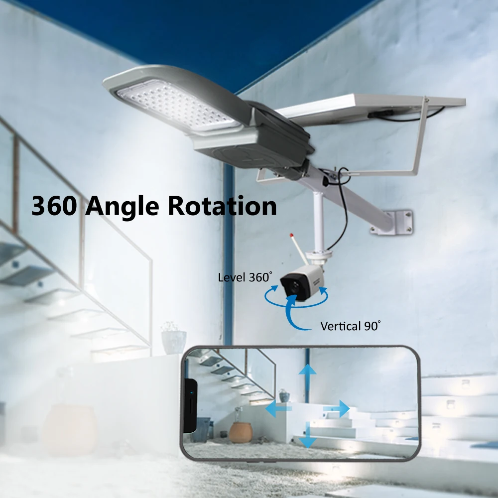 Outdoor Ip65 Aluminum Smart Split Streetlight Led Solar Street Light with camera