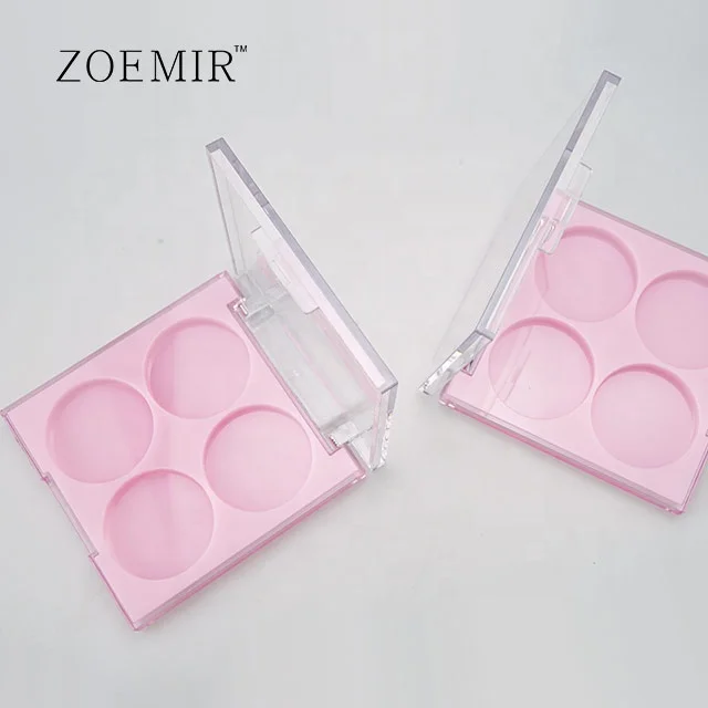 Square pink empty makeup eyeshadow containers plastic cosmetic packaging 4 color palette eyeshadow case