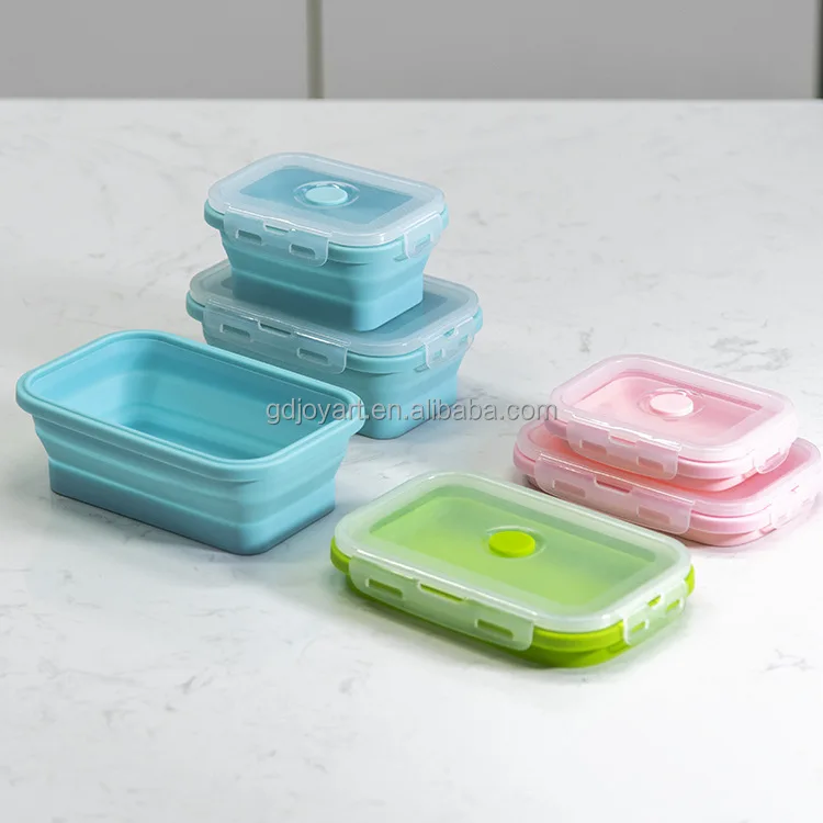 New Design Collapsible Silicone Crisper Microwave Oven Dishwasher Freezer Safe  Food Storage Containers With Lids