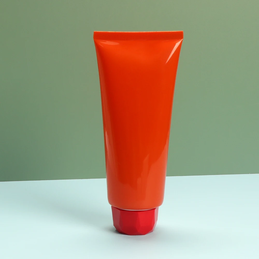 Customized Luxury Screw Cap Bright Red Soft Plastic PE Tube Cosmetic Container for Hand Face Cream Lotion Hair Care Conditioner