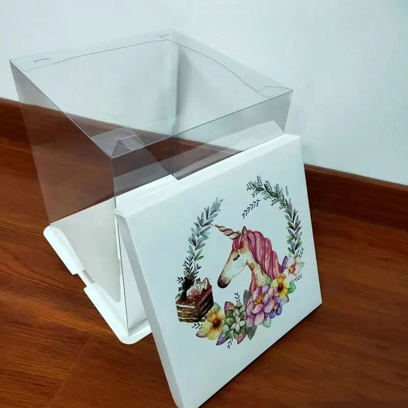 2022 Food Packaging Plastic Clear Cake Boxes Wholesale Cake Gift Boxes Transparent Customized Rigid Boxes Packaging Items Accept