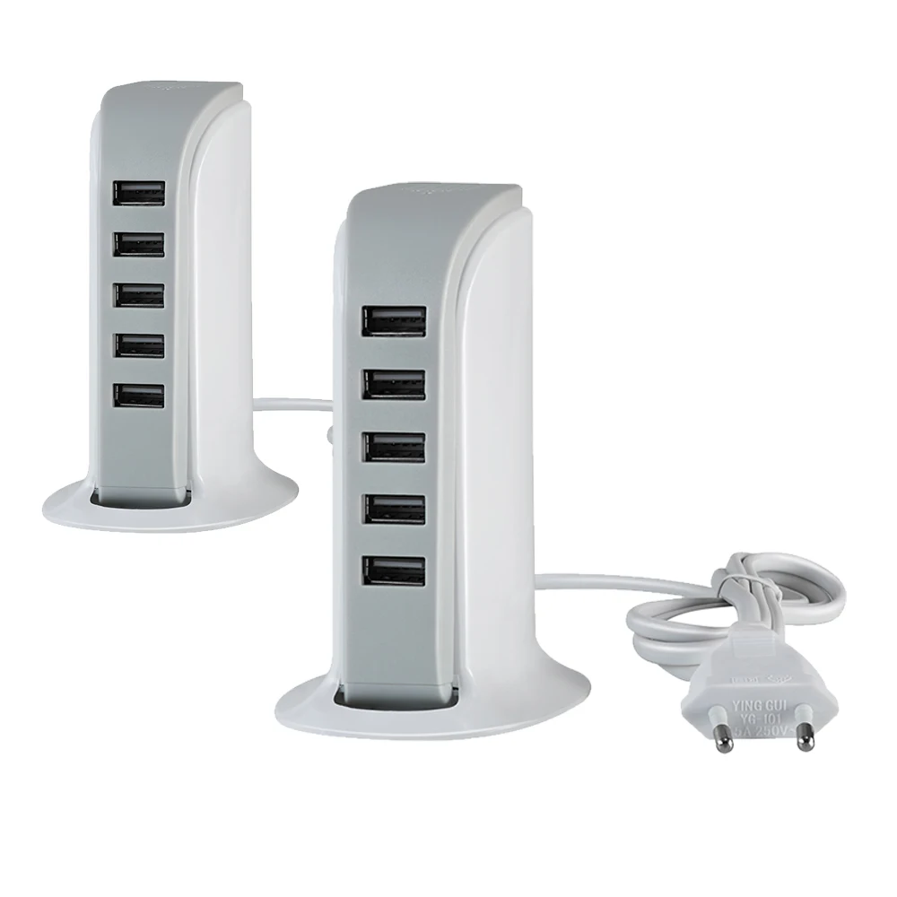 Портативное зарядное устройство INTEHOME с 5 USB-портами на 30 Вт, умное быстрое зарядное устройство QC3.0, адаптер питания с несколькими портами для смартфонов, камер, PSP