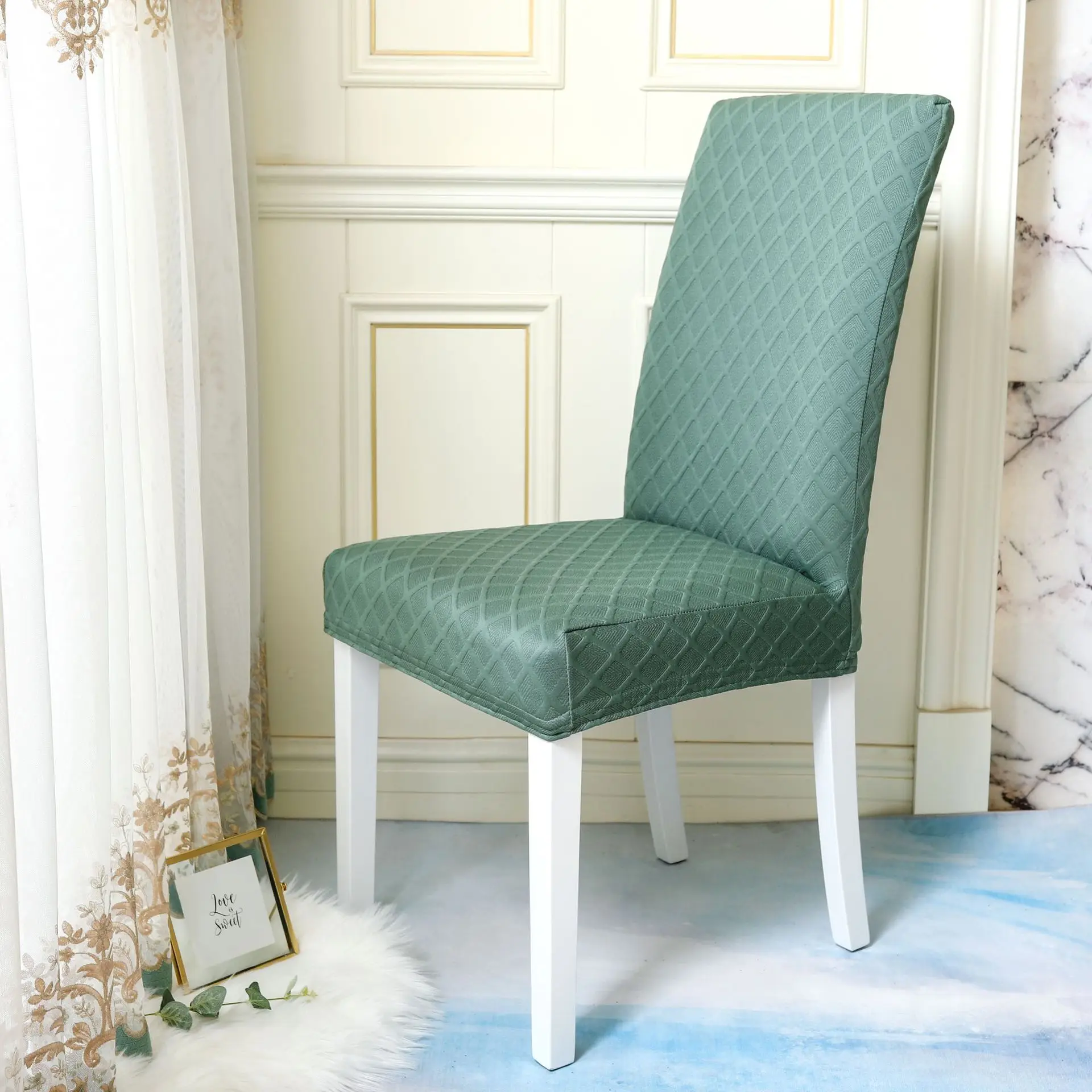 NEW Waterproof Elastic Jacquard Chair Cover for Dining Room Chair Covers for Chairs Kitchen Wedding Hotel Banquet Protector Seat