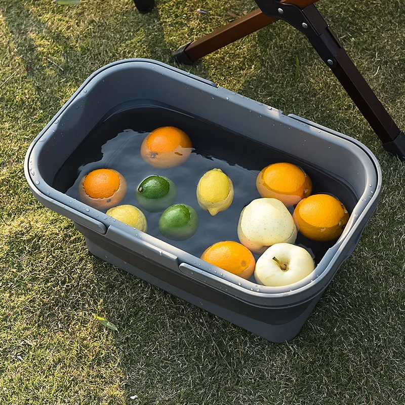 Portable Storage Basket For Outdoor Travel Plastic Foldable Picnic Basket Multiple Function Food Container
