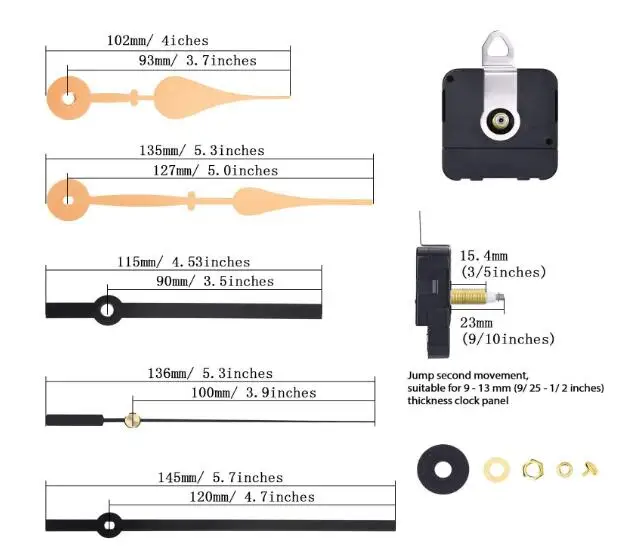 I shaft high torque 1688  clock movement with spades clock hands straight clock hands