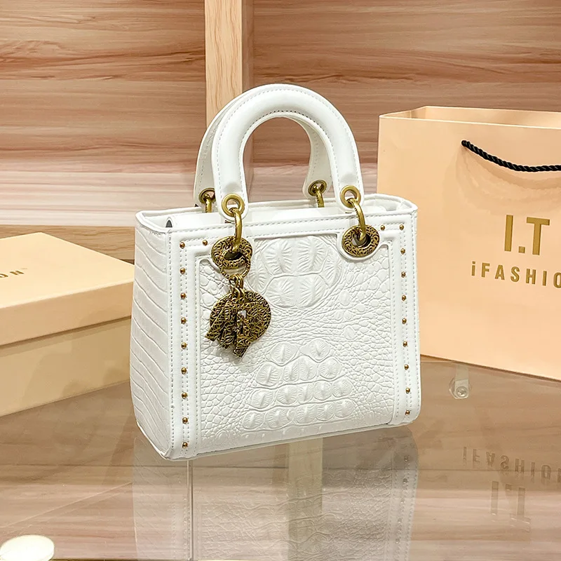 2024 New Arrivals High-end Genuine Leather Crocodile Pattern Princess Bag Women Cross-border Single Shoulder Diagonal Bag