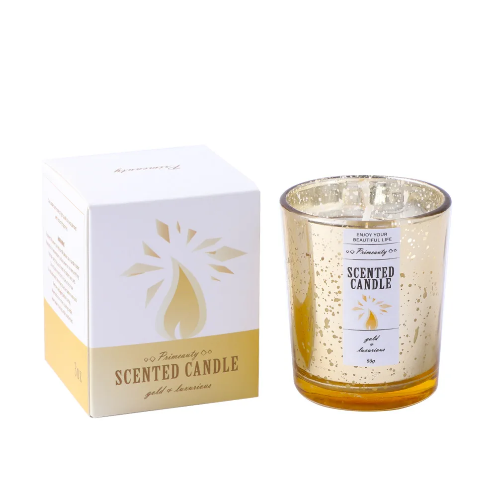 Wholesale high quality essential oil soy wax candle small golden cup romantic indoor fresh air smokeless scented candle