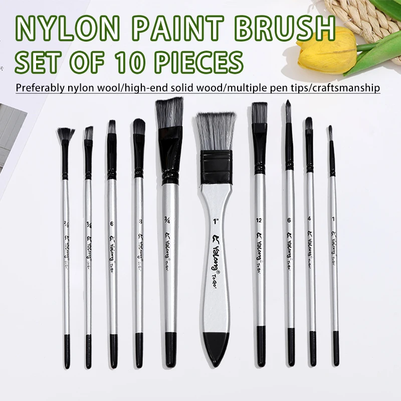 Bo Yi Xuan 10psc/set Artist Paint Brush Set For Watercolor Oil Acrylic Painting