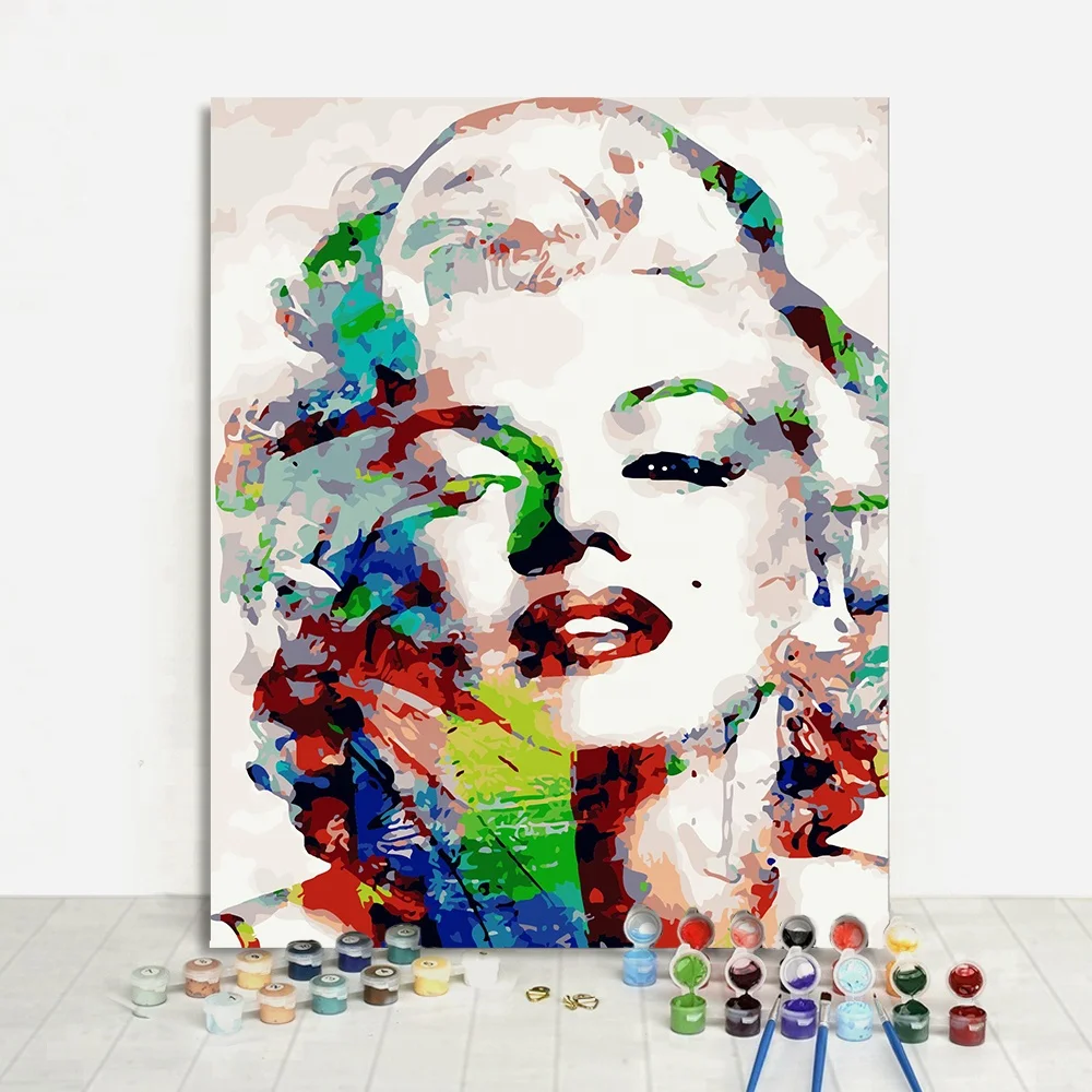 Abstract Colorful Painted Portrait Marilyn Monroe Painting By Numbers DIY Drawing Art