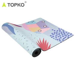 TOPKO 1.5mm foldable yoga mat natural custom eco friendly digital printed microfiber suede rubber kids yoga mat dance mat
