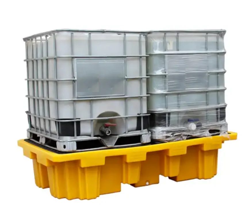Удерживание для хранения химического масла HDPE высокого качества Желтый Twin Ibc наружный 2 пандуса разливного поддона по заводской цене