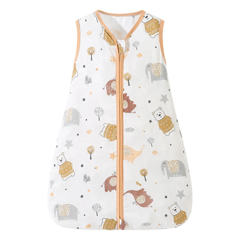 Kids Cartoon Print Sleeping Bags Bamboo Soft Baby Pajamas Girl Double Zipper Sleeping Sack