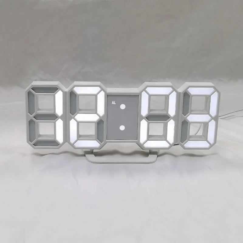 2023 Korea No. 1 Hot Sale Ins Modern Home Decor 3 Light Levels Table Wall Table Korea LED 3D Alarm Clock Wall 3D Led Clock