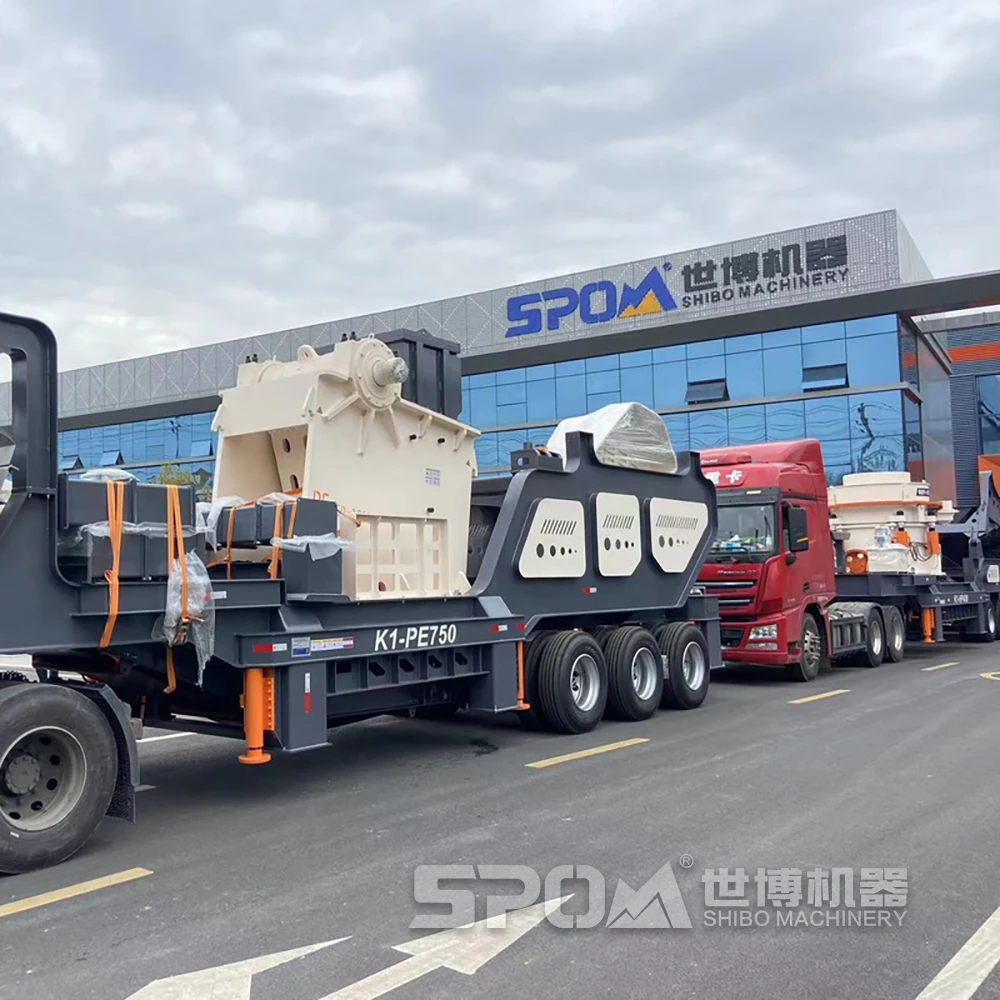 SHIBO колесная дробилка 50-100 тонн для гранитных камней мобильная дробильная и сортировочная установка
