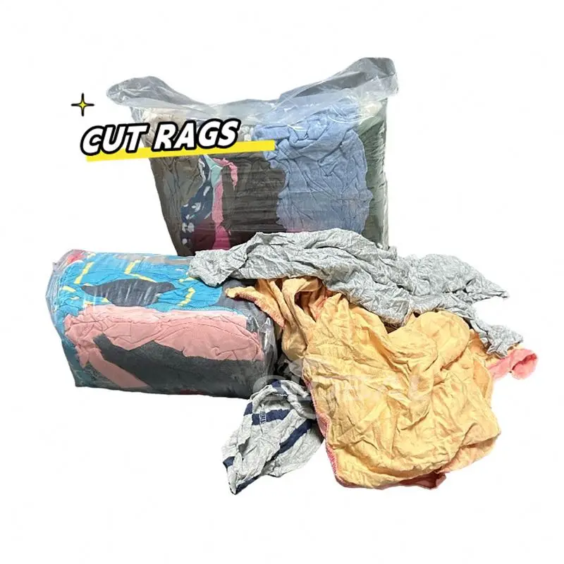 Cut reused 100% Cotton Fabrics Scrap Textile Waste All Cotton Color Fabrics Cutting Tshirt Rags
