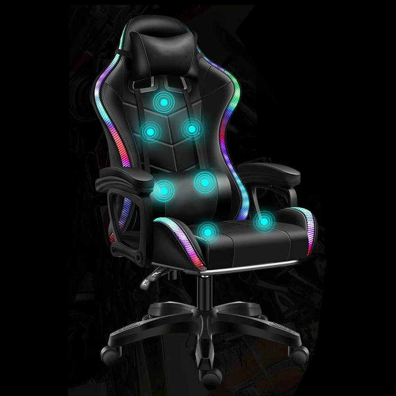 Factory Price Blue Led LIght Up Glowing Massage 135 degrees Recliner E-sport Silla Gamer Mechanical Gaming Chair