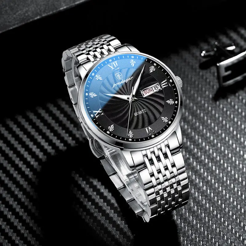 New Watch for Men Top Brand Luxury Men Watches Luminous Waterproof Stainless Steel Watch Quartz Men Date Calendar Business Clock