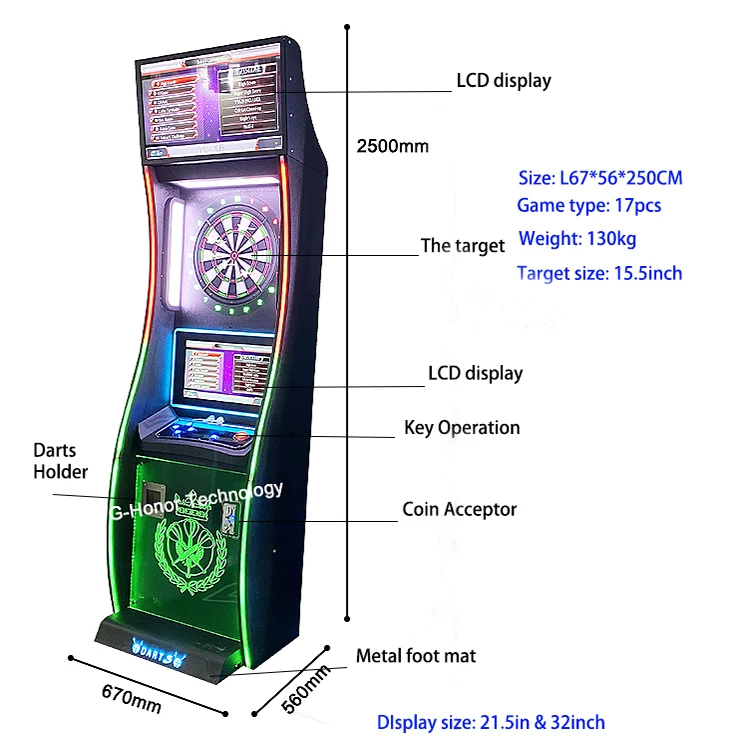 Indoor Bar Club Amusement Center Coin Operated LCD Monitor Dart Game Board Fighting Electronic Stand Darts Game Machine