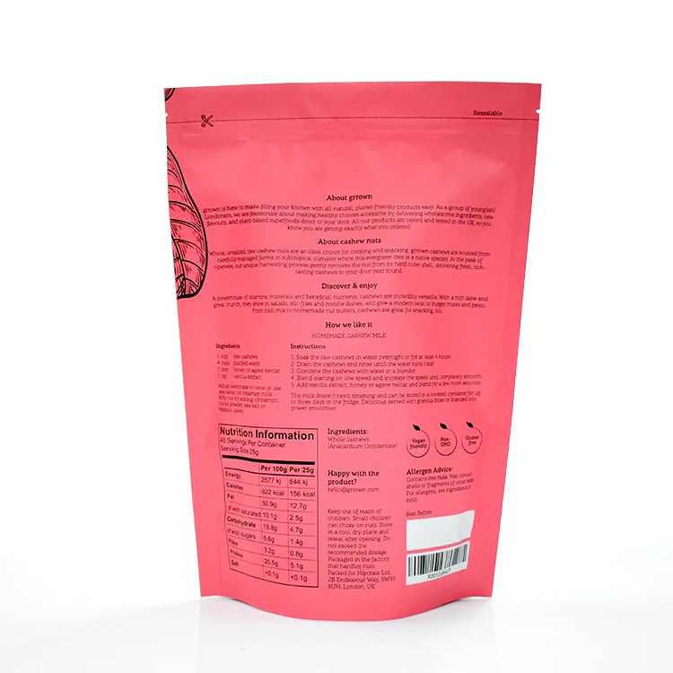 Pla Compostable Biodegradable Matte Stand up Pouch Packaging Bag with Zipper Plastic Kraft Paper Custom Design Digital Printing