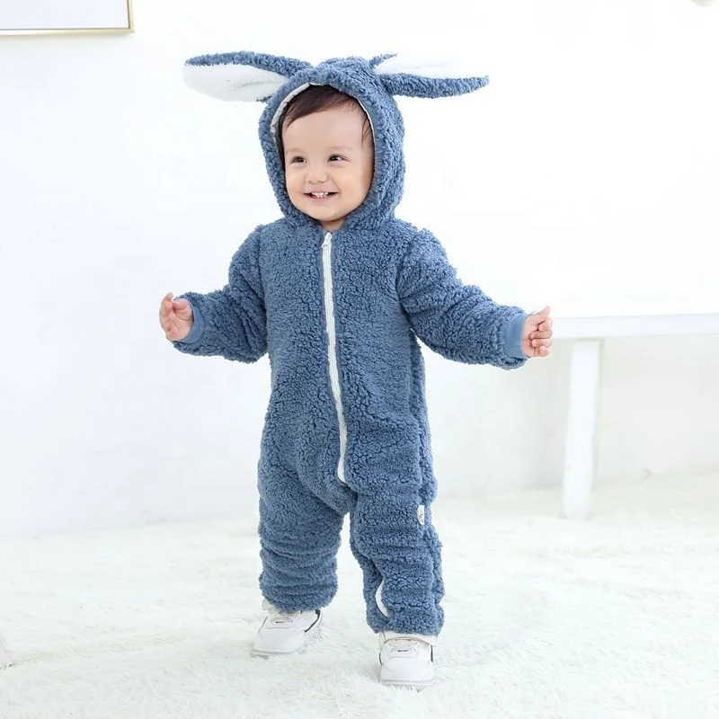 Wholesale Bear Jumpsuits Infant Girls Boys Cosplay Costumes Winter Animal Newborn Baby Rompers With Front Zipper