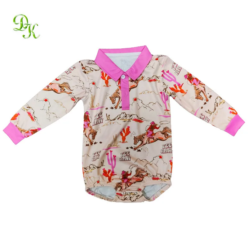 Custom design sublimation printed fish baby rompers summer long sleeve button romper onesies fish wear