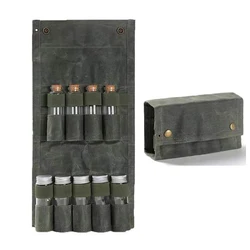 hot selling old Bushcraft Camping Spice Kit organizer with 9 bottles and Oil Pouch Waterproof Waxed Canvas Travel Spice Kit