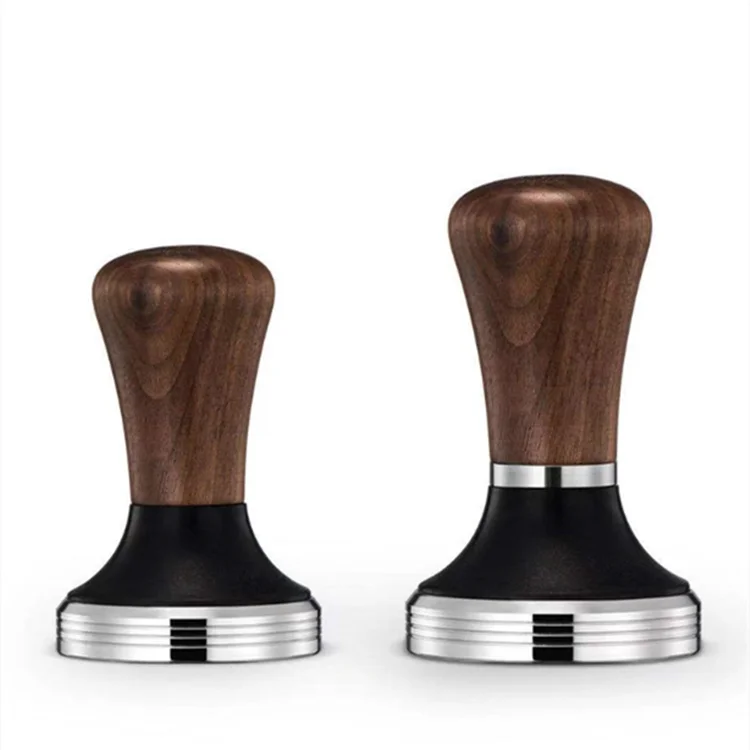 Coffee Distributor & Tamper 51/53/58mm flat base Adjustable height stainless steel coffee tamper with wood handle