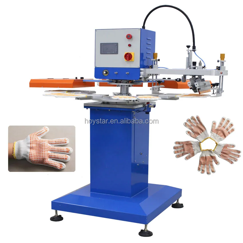 Semi-automatic Rotary Silk Screen Printer For Print Anti-Slip Dotting Gloves