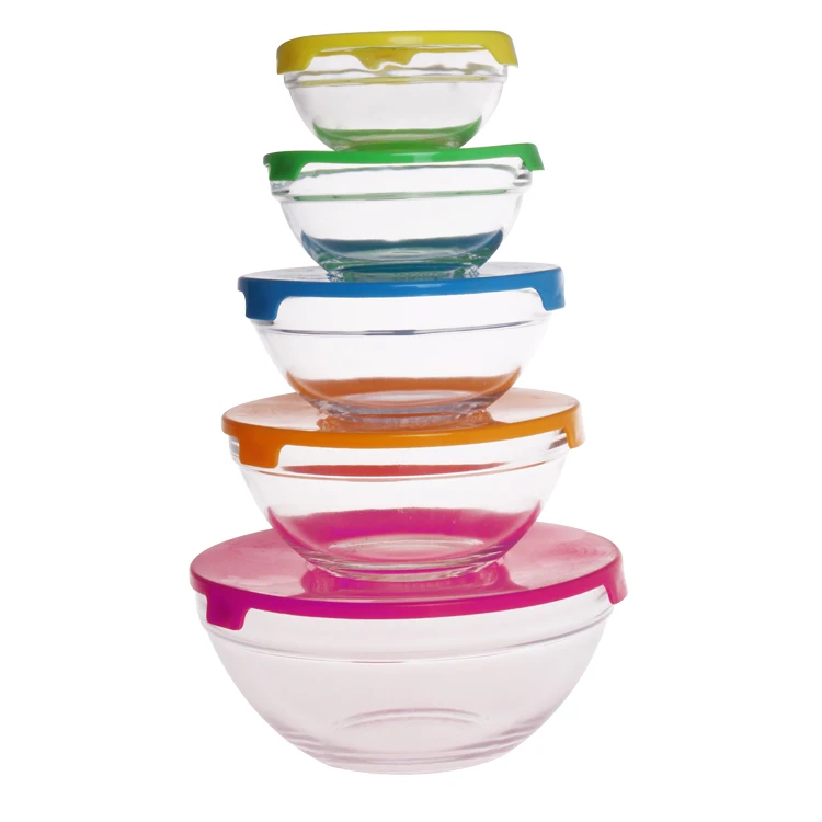 Hot sale 5pcs Glass Food Storage Bowls with Lids