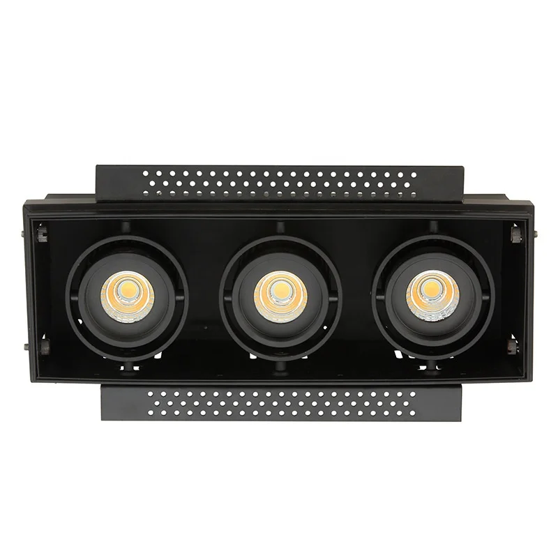 hotel lighting adjustable angle grille 2 HEADS 30w 	 trimless recessed down light for hotel downlights