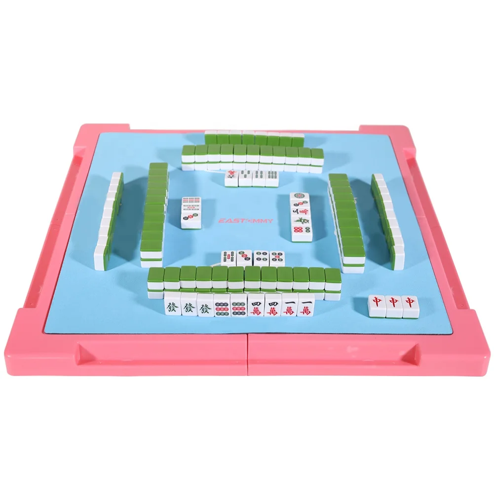 GIBBON ET-236002 Cute and quality Mini Family Game Sets mahjong 4 Player Pink Color Mah-jong Set