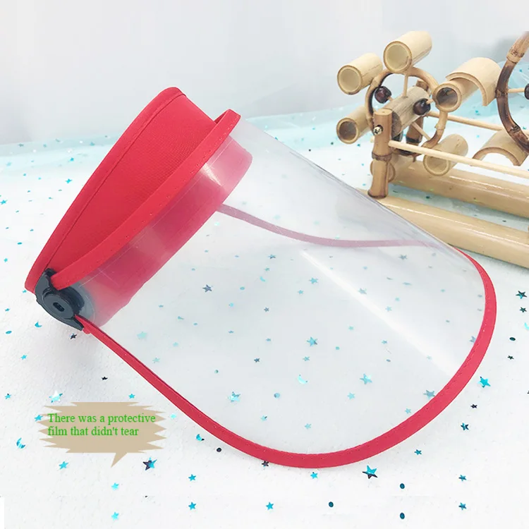 Full face Spittle and dust Anti bacteria transparent plastic sun visor hat  for adult and kids