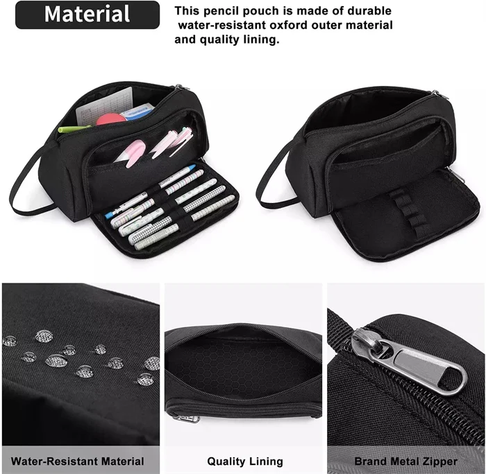 Pencil case for Girl Boys Large Pencil Pouch to Organize Pen Pencil for Middle School College Student Artist Metal Zipper