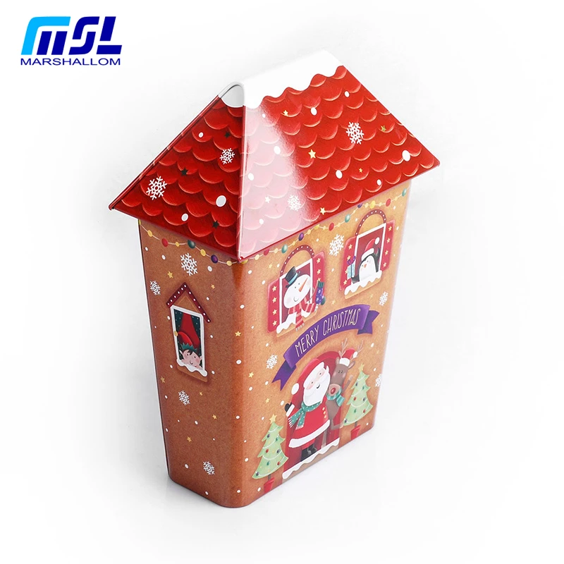 Заводская изготовленная на заказ Рождественская серия металлическая коробка для дома форма олова упаковки печенья