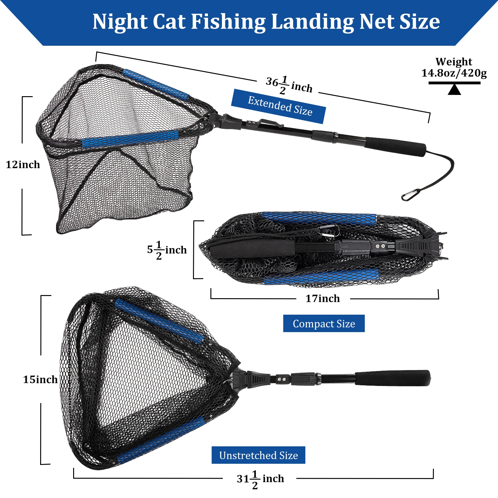 2022 Fish Catching Release Net Rubber Aluminum Frame Handle Held Fly Fishing Dip Landing nylon Net