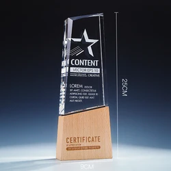 High quality crystal gift wooden awards trophy