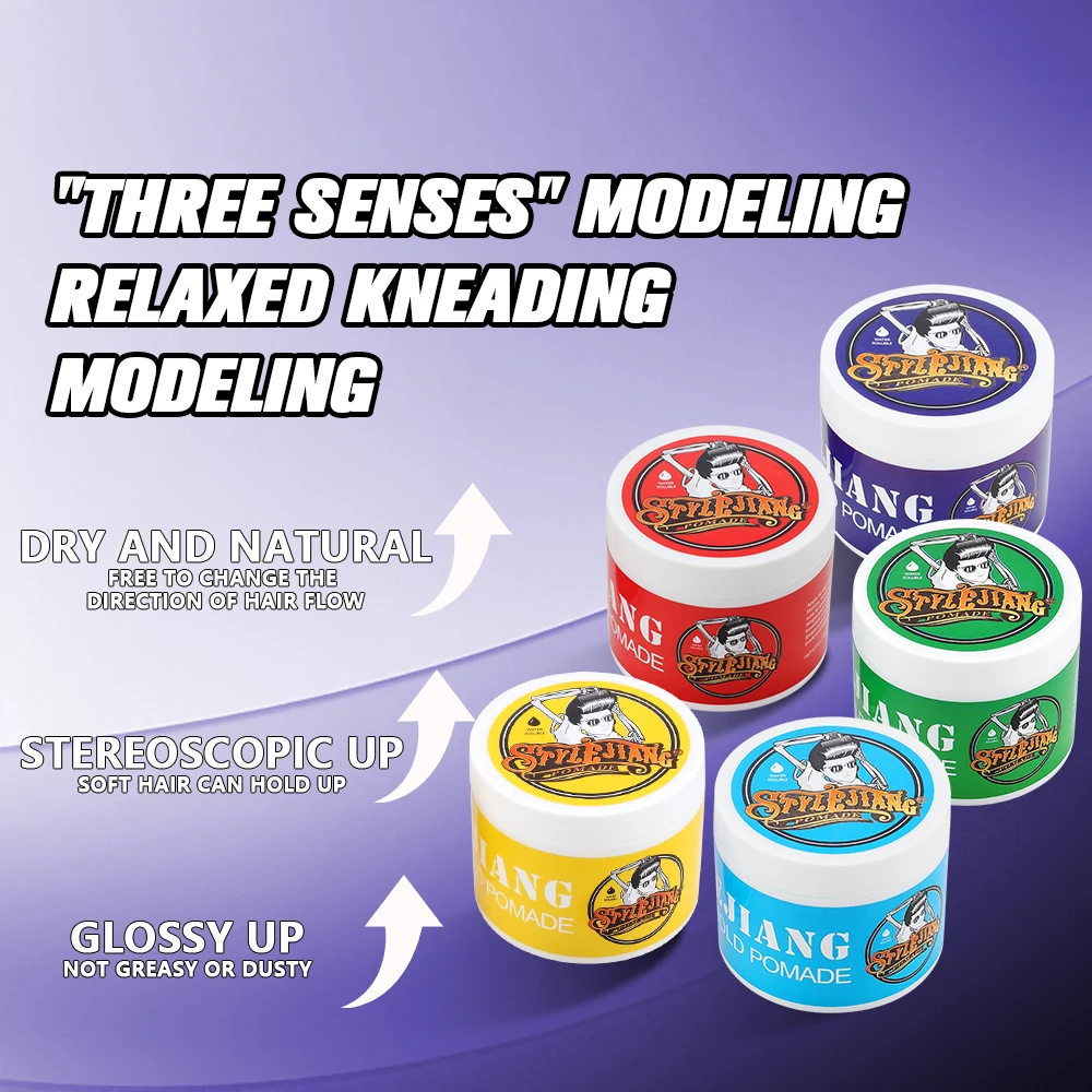 Hot Sale Medium Shine Water Based Hair Wax Pomade For Men Grooming Styling All Day Hold Colorful Edge Control