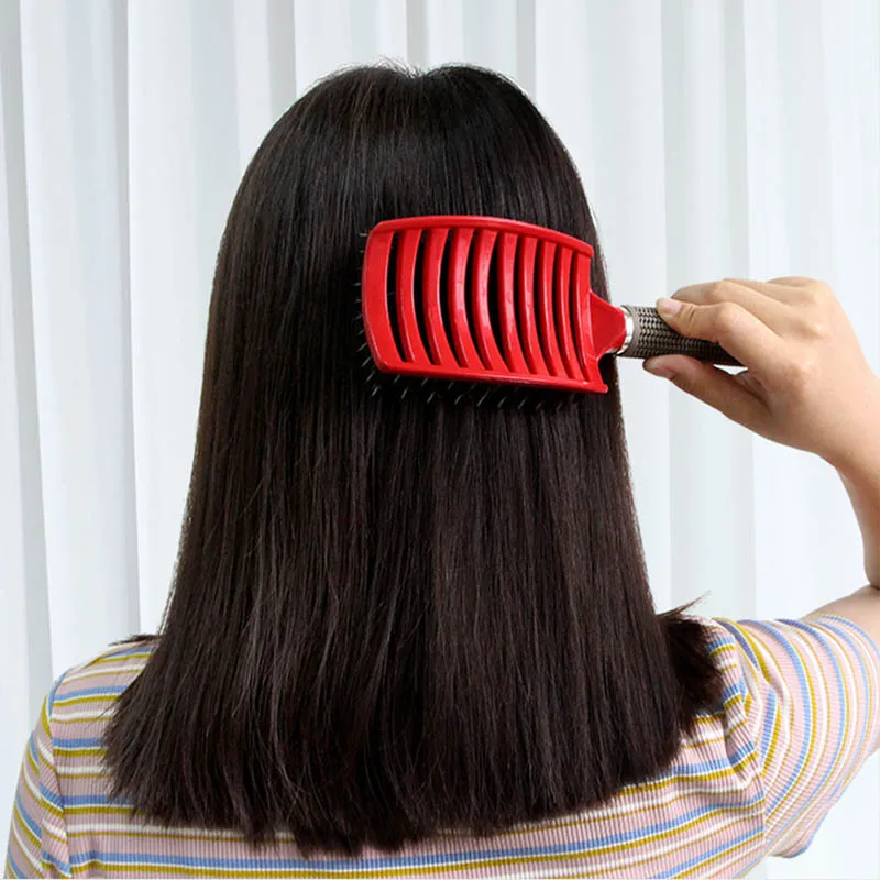 New Style Customize Logo Big Curved Comb Oil Head Curly Detangling Hair Brush Massage Scalp Brush Hairdressing Styling Tools