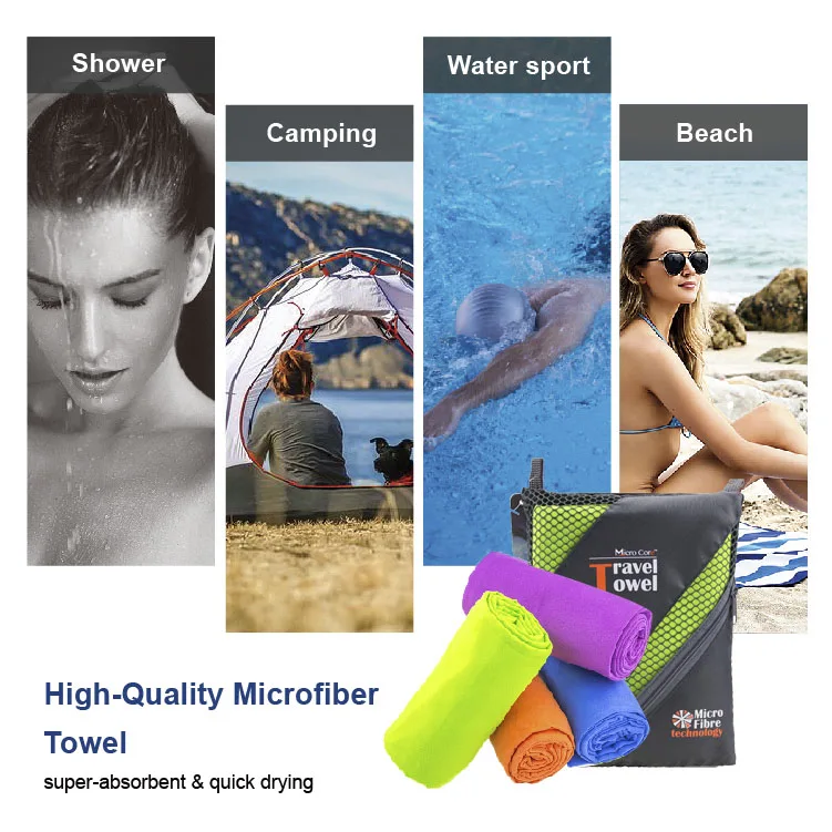 Microfiber Quick Dry Sports Towel Gym Towel With Zip Pocket