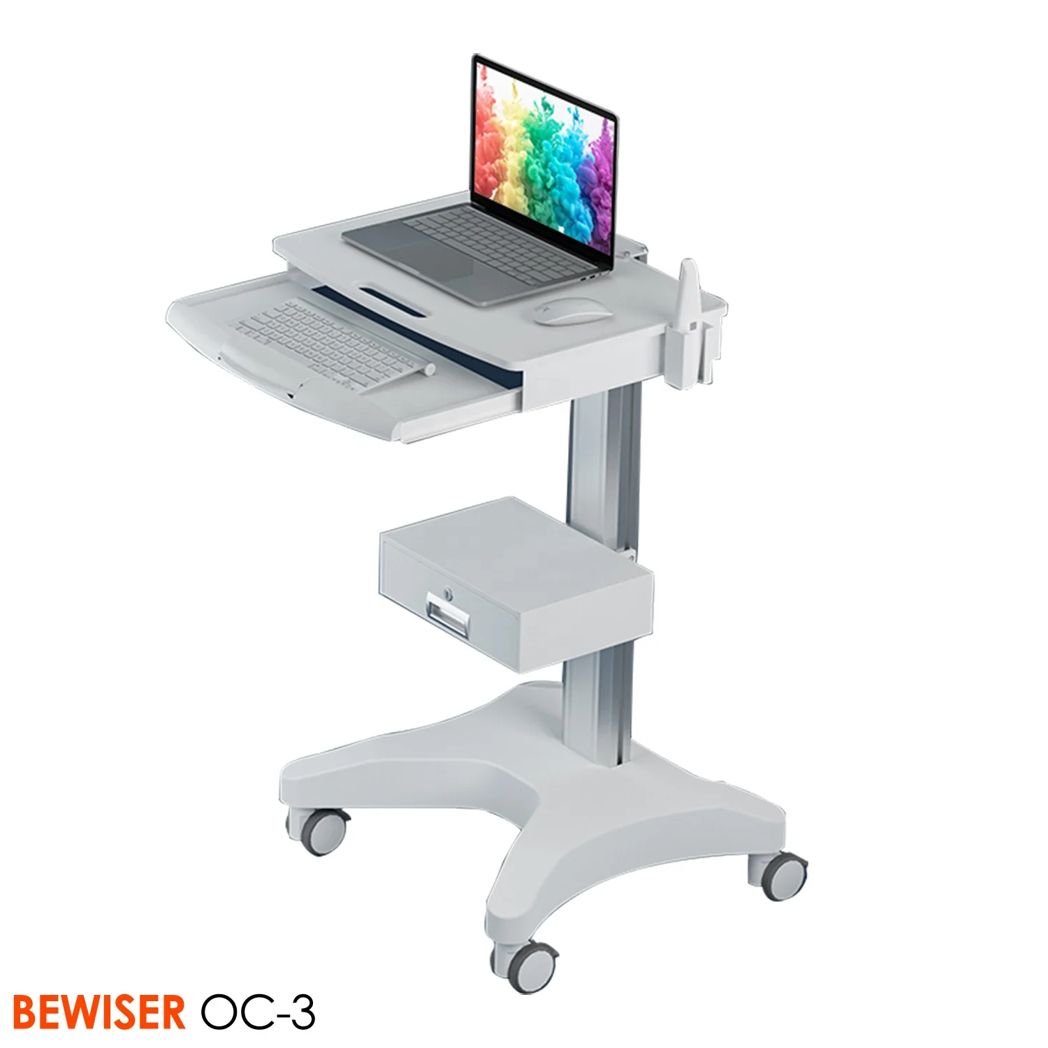 BEWISER  OC-3 Dental Cart Medical Trolley with Drawers Wheels Laptop Pallet Oral Scanner Holder for Hospital Office