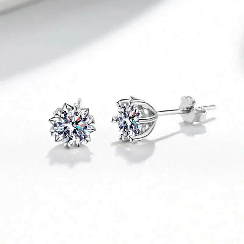 XIXI Wholesale 925 Sterling Silver Stud Earring Classic D Color Moissanite Zircon Fancy Earrings for Women