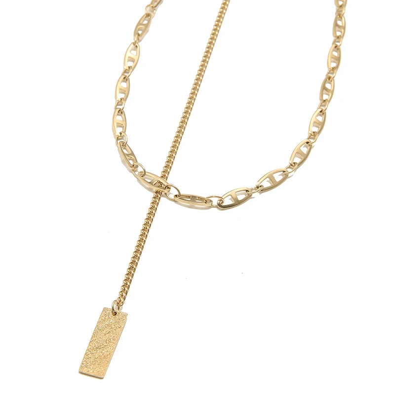 European And American Creative Stainless Steel Pig Nose 18k Gold Plated Necklace Chain