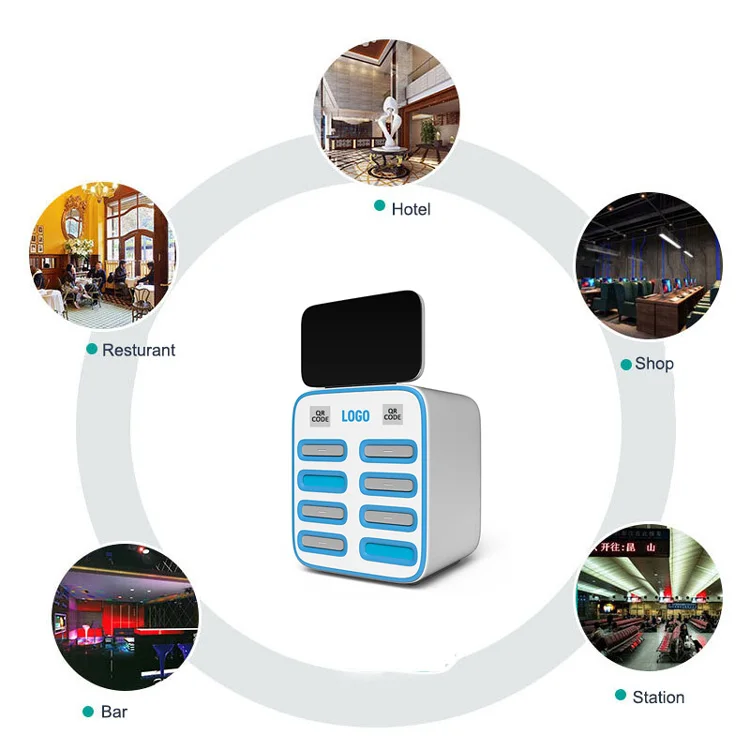 
8 Slot Mobile Phone Portable Battery Share Power Bank Charging Station Rental Power Banks 