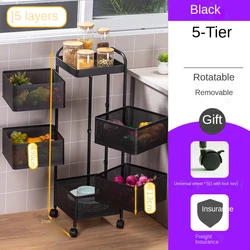 Wholesale Rotating Carbon Steel Metal Shelf Floor Multi-Layer Fruit and Vegetable Storage Rack For Kitchen Living Room Bathroom