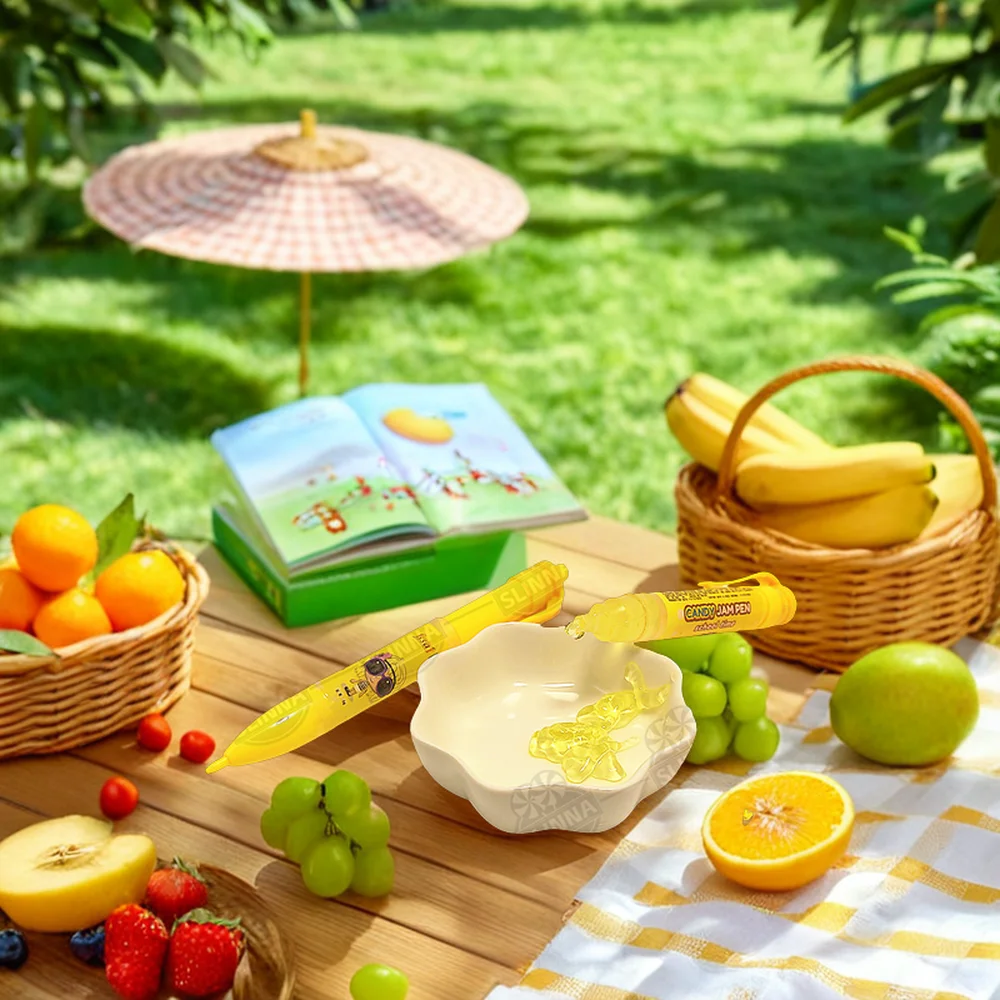 Hot sell cheap halal fruity flavor candy jam pen halal box packing delicious jam liquid toy candy