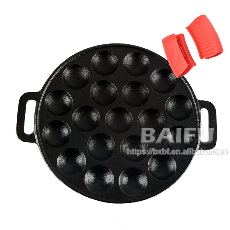 Factory Supply Pre-Seasoned Cast Iron Poffertjespan Dutch Mini Pancake Pans (19 Poffertjes)