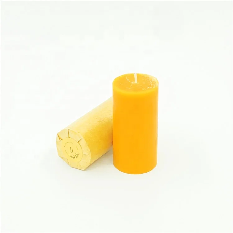 High Quality Scented Yellow Rustic Natural Beeswax Pillar Candles