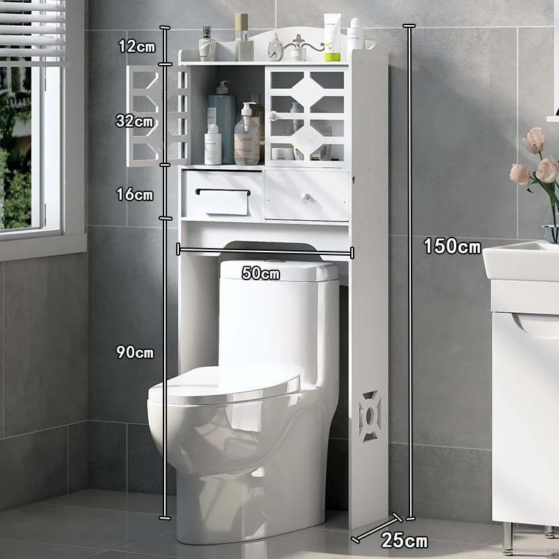 Over The Toilet Storage - 2/3-Tier Bathroom Storage Rack - Bathroom Space Saver - Freestanding Above Toilet Rack with Hooks