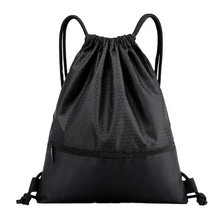 Oem Drawstring Backpack Mochila Escolar Zipper Pocket Light Bagpack Casual Sports Knapsack Oxford Waterproof Bag Draw String Bag